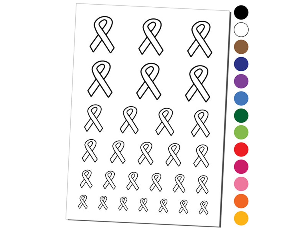 Awareness Ribbon Outline Temporary Tattoo Water Resistant Fake Body Art Set Collection